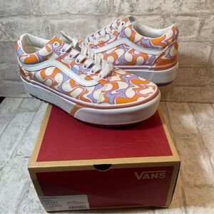 Vans Old Skool Stacked UV Activated Peace Sign Platform Sneakers Sz 8.5 NIB